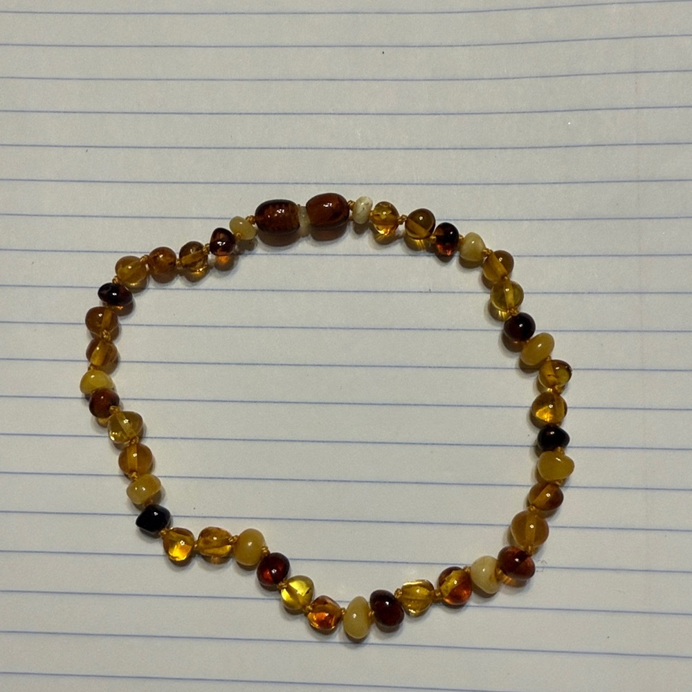 Healing Baltic Amber anklet, polished multicolor 12/13”” natural pain relief